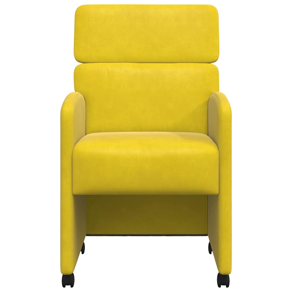 Spisebordsstole med hjul 2 pcs Gul 58 x 65 x 98 cm Fløjl