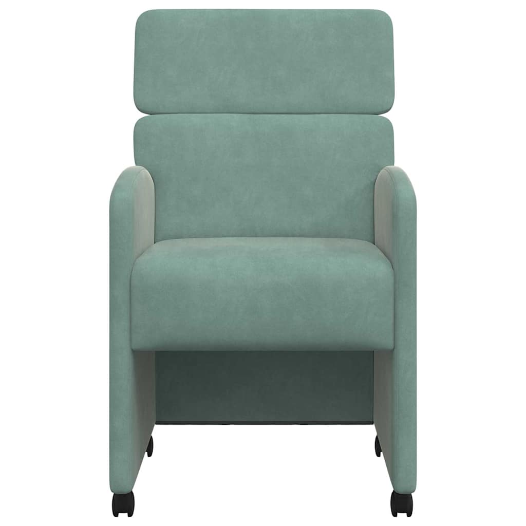 Spisebordsstole med hjul 2 pcs havgrøn 58 x 65 x 98 cm Fløjl
