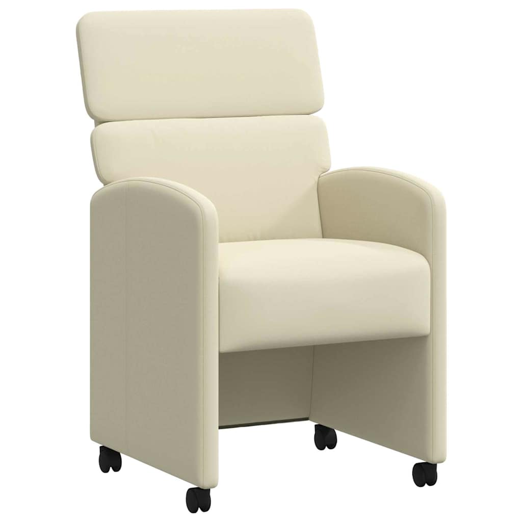 Spisebordsstole med hjul 2 pcs Creme 58 x 65 x 98 cm Kunstlæder
