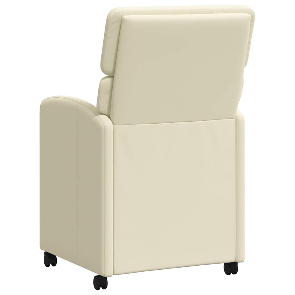 Spisebordsstole med hjul 2 pcs Creme 58 x 65 x 98 cm Kunstlæder