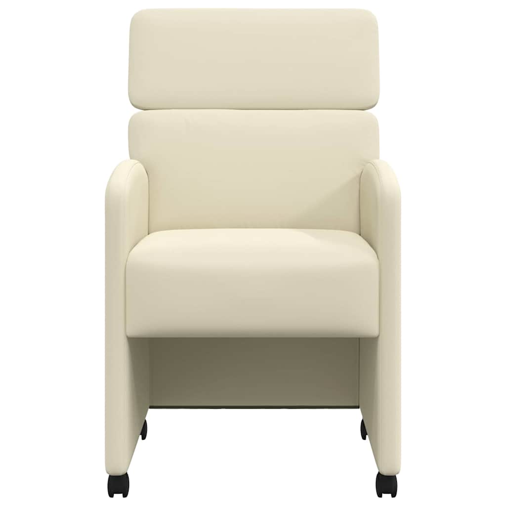 Spisebordsstole med hjul 2 pcs Creme 58 x 65 x 98 cm Kunstlæder