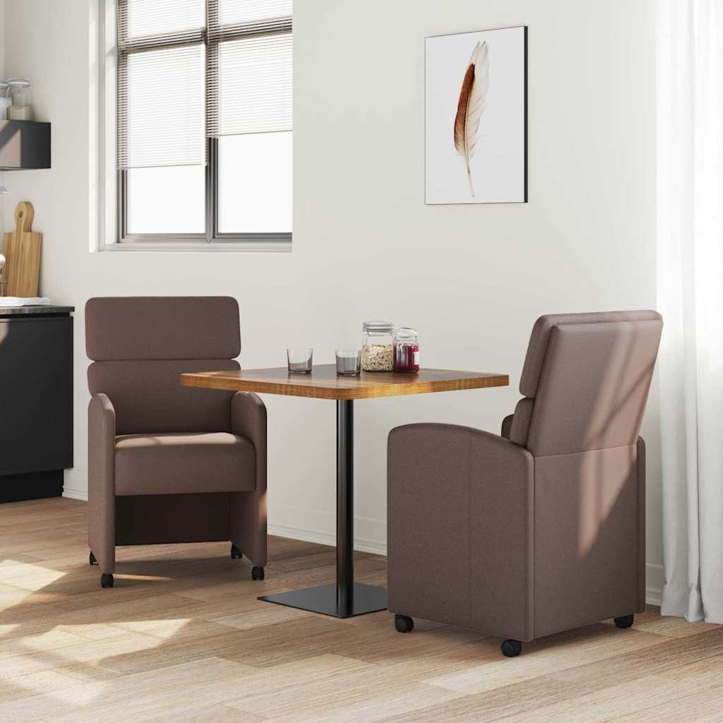 Spisebordsstole med hjul 2 pcs Brun 58 x 65 x 98 cm Kunstlæder