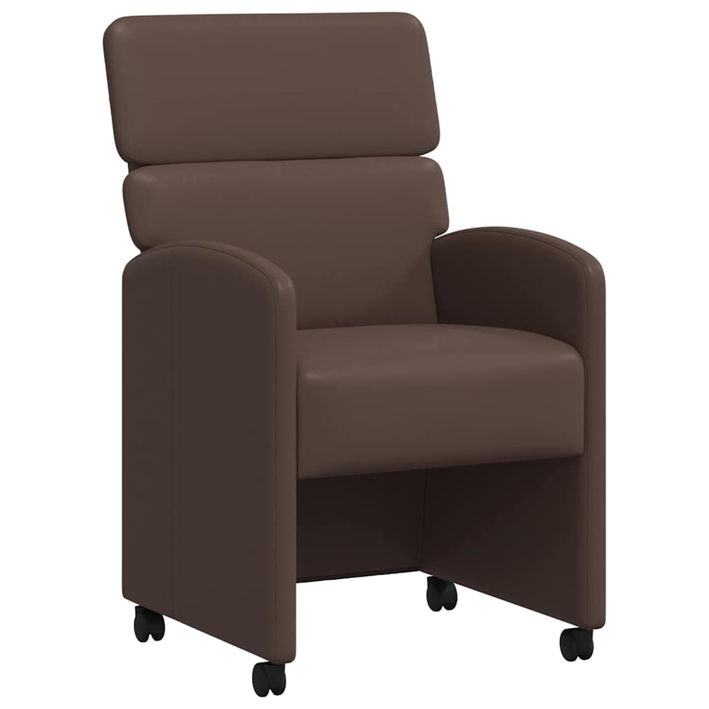 Spisebordsstole med hjul 2 pcs Brun 58 x 65 x 98 cm Kunstlæder