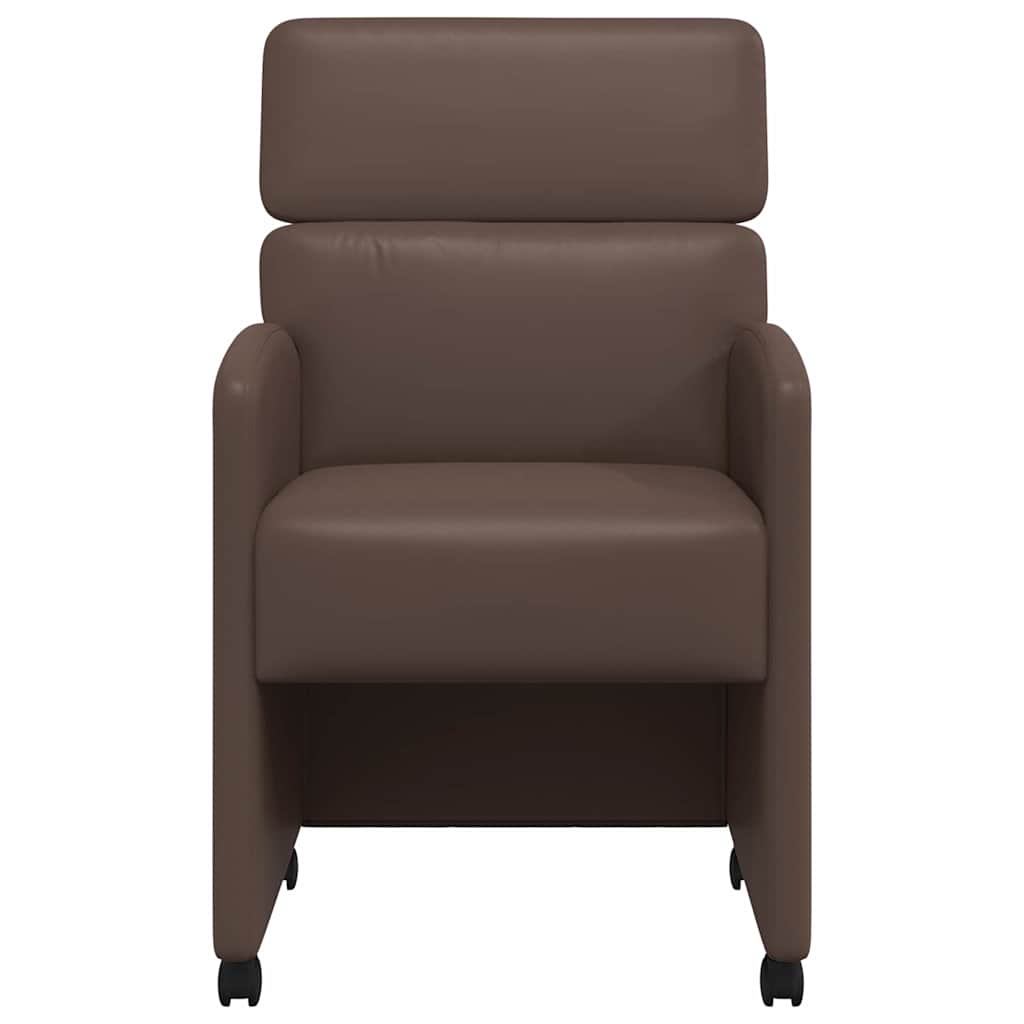 Spisebordsstole med hjul 2 pcs Brun 58 x 65 x 98 cm Kunstlæder