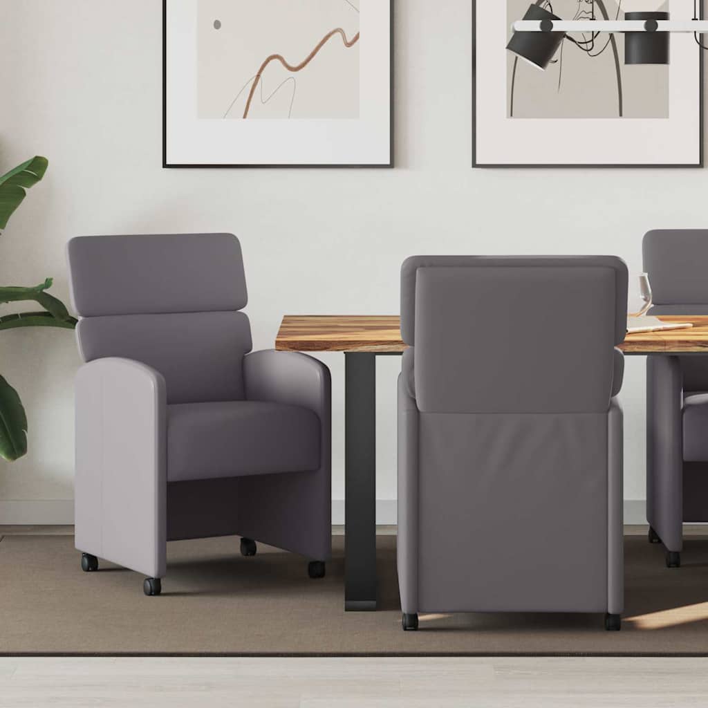 Spisebordsstole med hjul 2 pcs Grå 58 x 65 x 98 cm Kunstlæder
