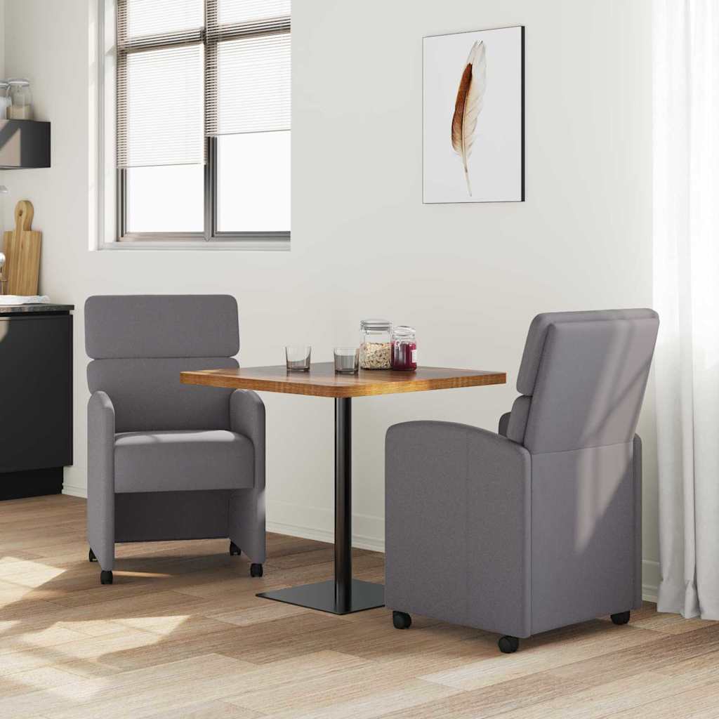 Spisebordsstole med hjul 2 pcs Grå 58 x 65 x 98 cm Kunstlæder
