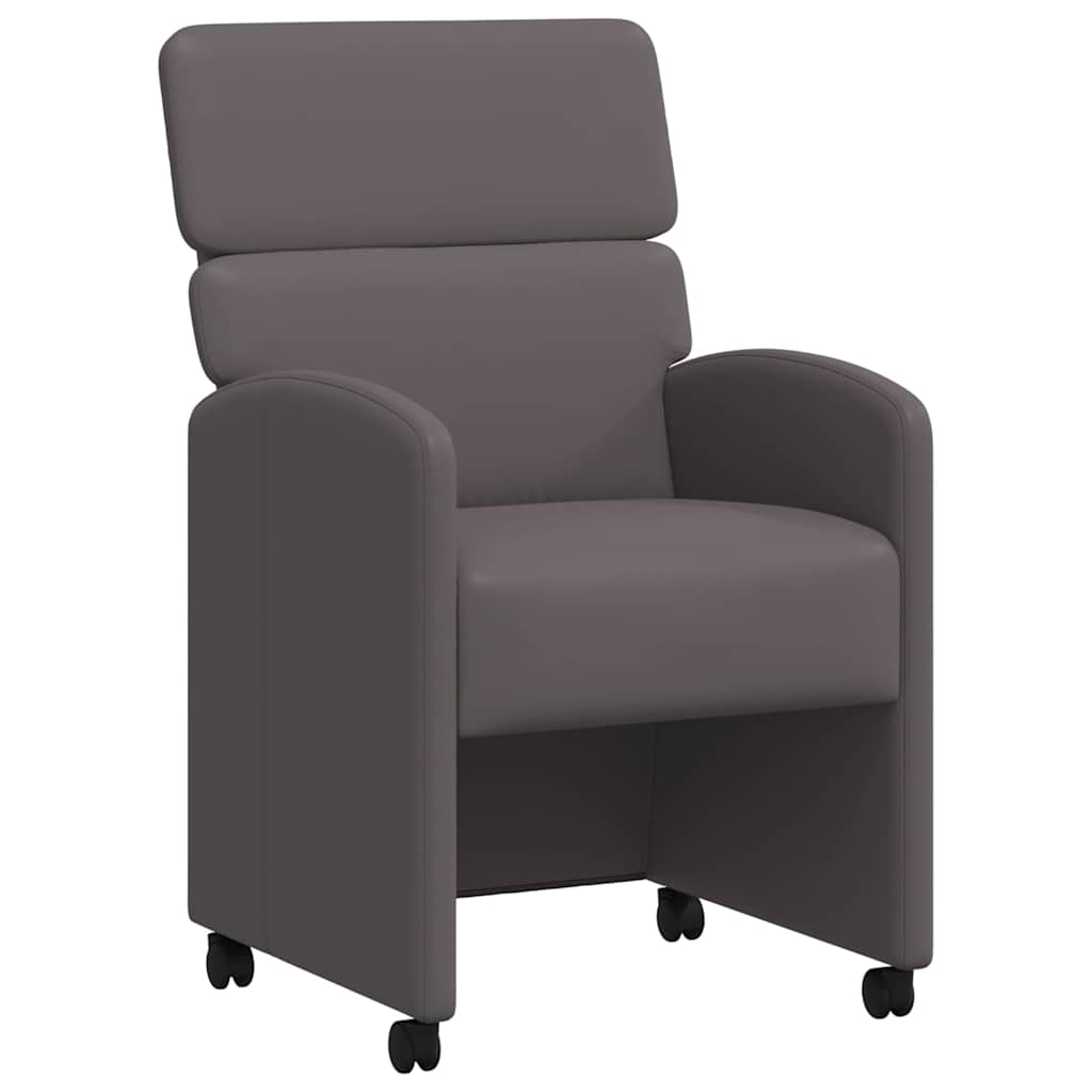 Spisebordsstole med hjul 2 pcs Grå 58 x 65 x 98 cm Kunstlæder