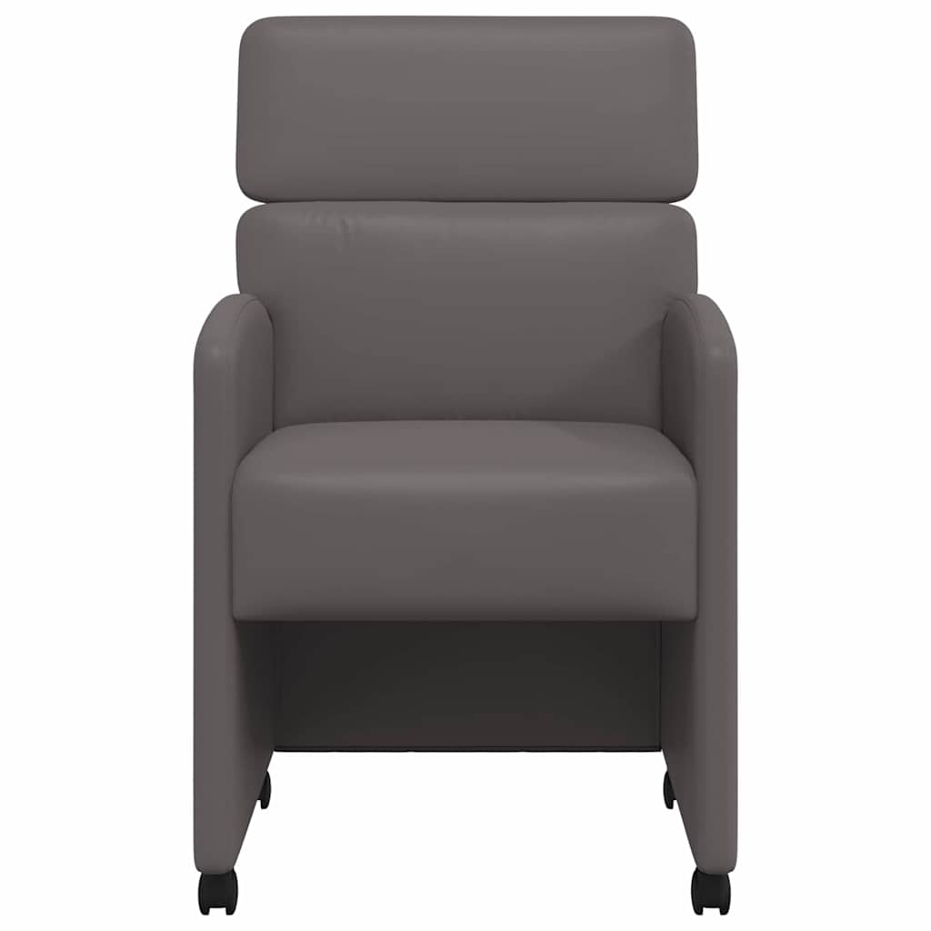 Spisebordsstole med hjul 2 pcs Grå 58 x 65 x 98 cm Kunstlæder