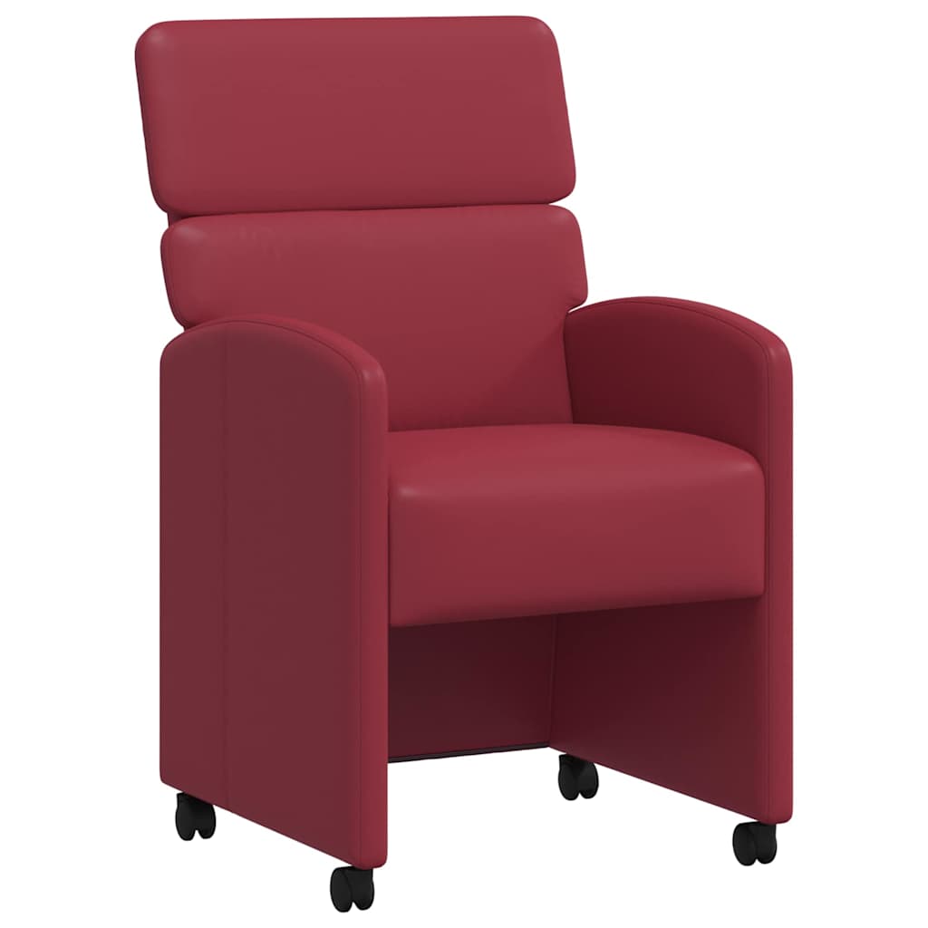 Spisebordsstole med hjul med hjul 2 pcs Vinrød 58 x 65 x 98 cm