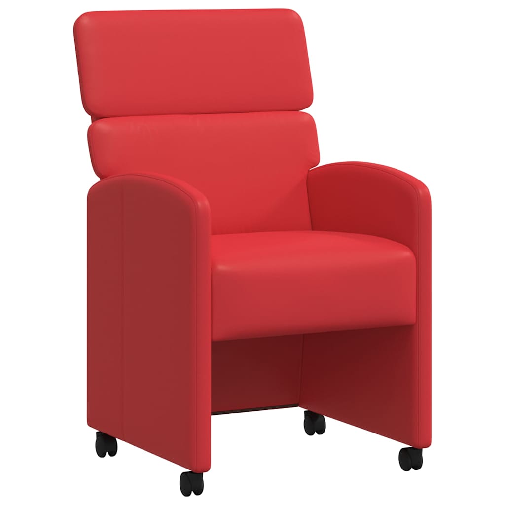 Spisebordsstole med hjul 2 pcs Rød 58 x 65 x 98 cm Kunstlæder