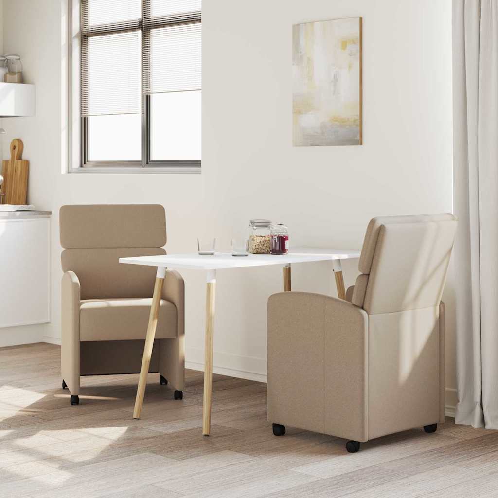 Spisebordsstole med hjul 2 pcs Cappuccino 58 x 65 x 98 cm