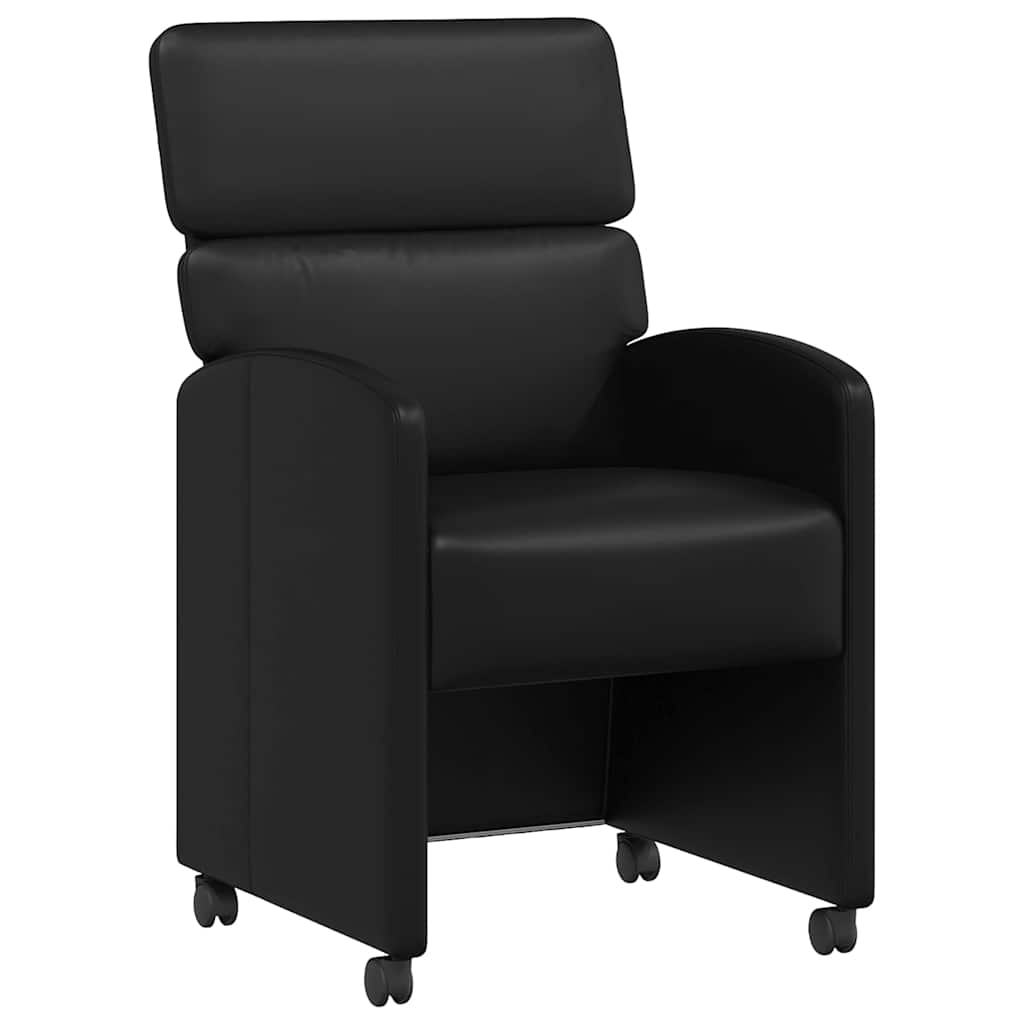 Spisebordsstole med hjul 2 pcs Sort 58 x 65 x 98 cm Kunstlæder
