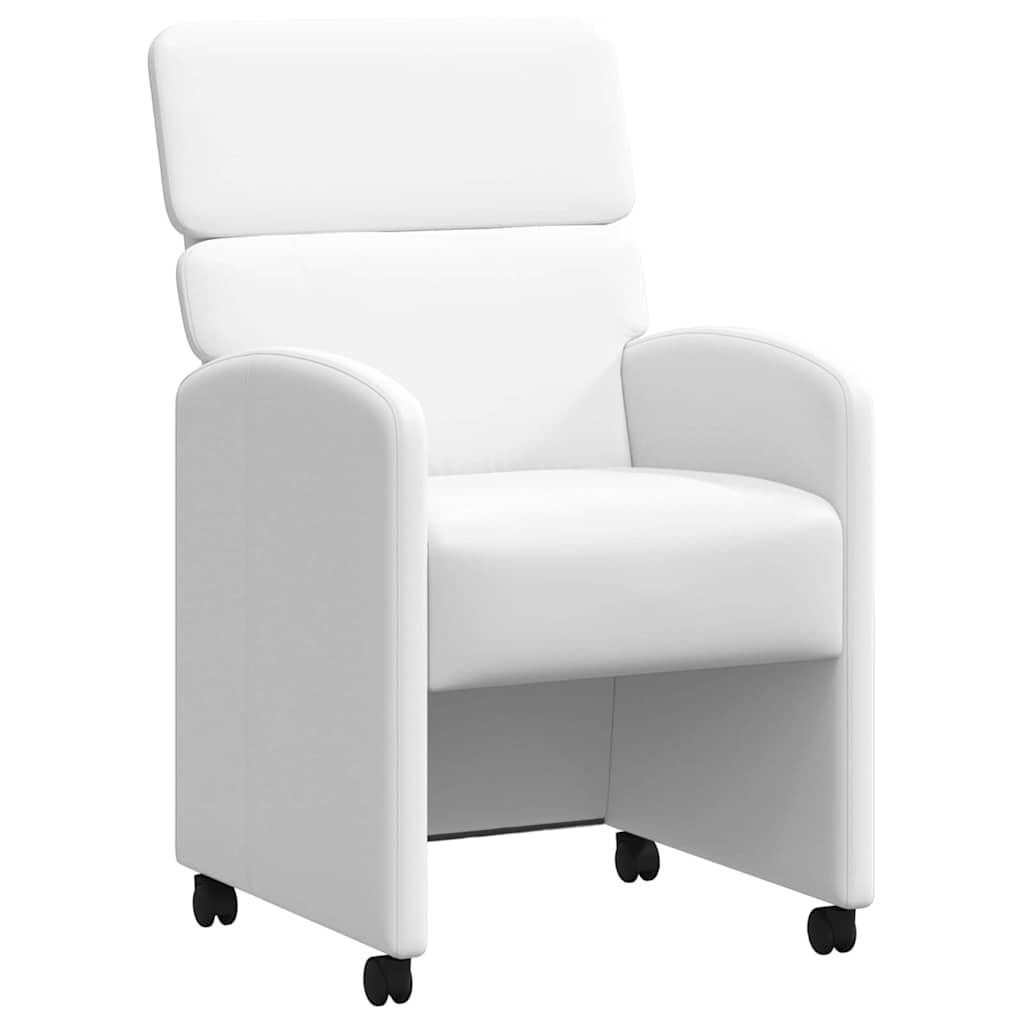 Spisebordsstole med hjul 2 pcs Hvid 58 x 65 x 98 cm Kunstlæder