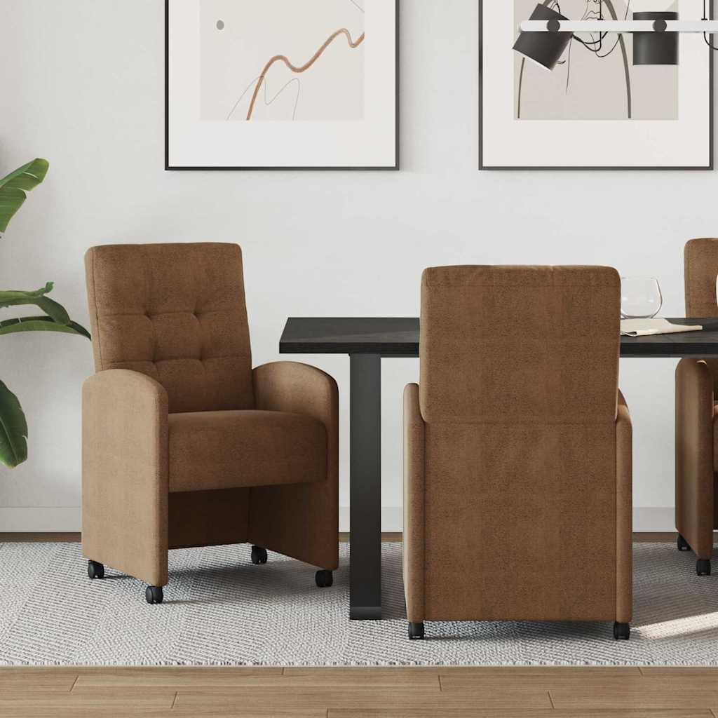 Spisebordsstole med hjul med hjul 2 pcs Brun 58 x 67 x 97 cm