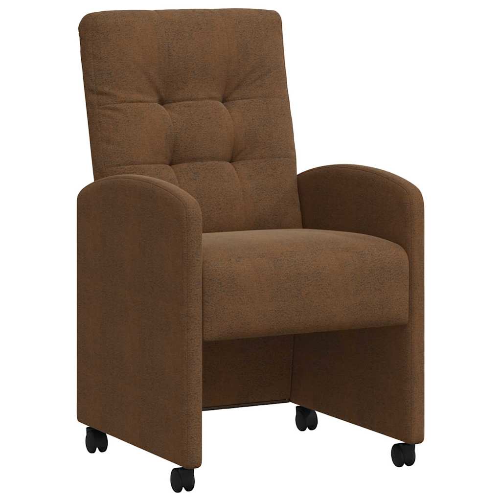 Spisebordsstole med hjul med hjul 2 pcs Brun 58 x 67 x 97 cm