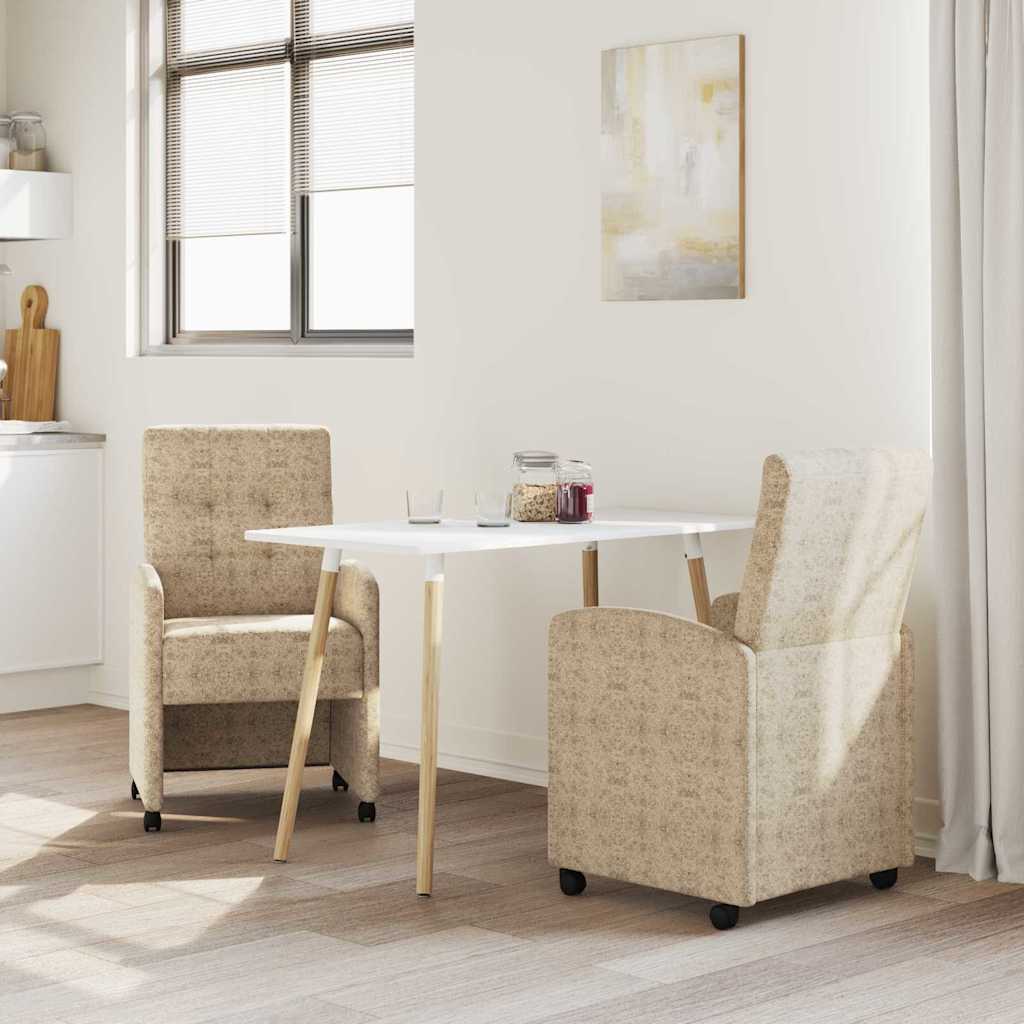 Spisebordsstole med hjul med hjul 2 pcs Lysegrå 58 x 67 x 97 cm
