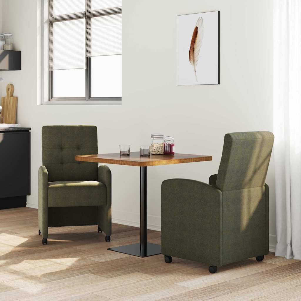Spisebordsstole med hjul 2 pcs Army grøn 58 x 67 x 97 cm