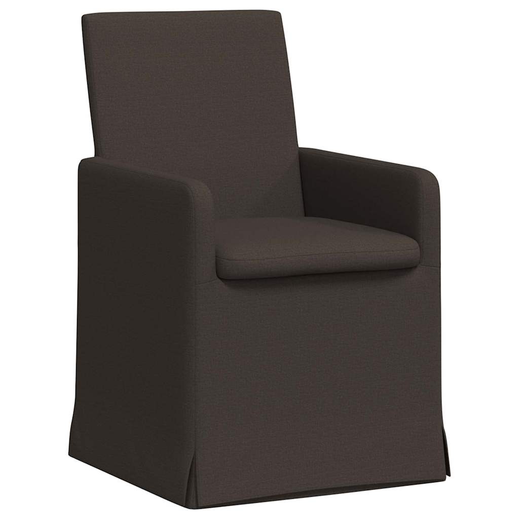 Spisestole med hjul 2 pcs Mørkegrå 57 x 67 x 95 cm Linned