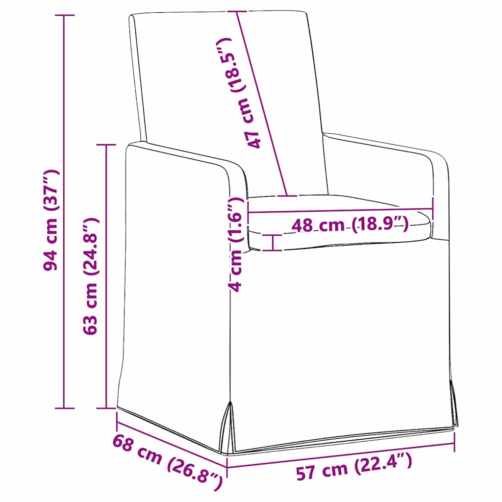 Spisestole 2 pcs Blå 57 x 67 x 95 cm Stof