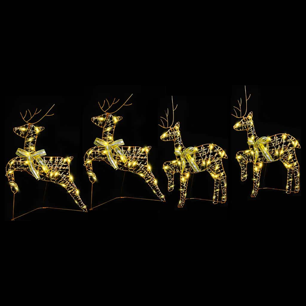 LED Rensdyr med 80 LED'er 4 pcs Guld PET