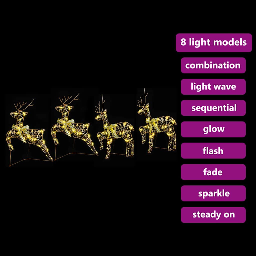 LED Rensdyr med 80 LED'er 4 pcs Guld PET