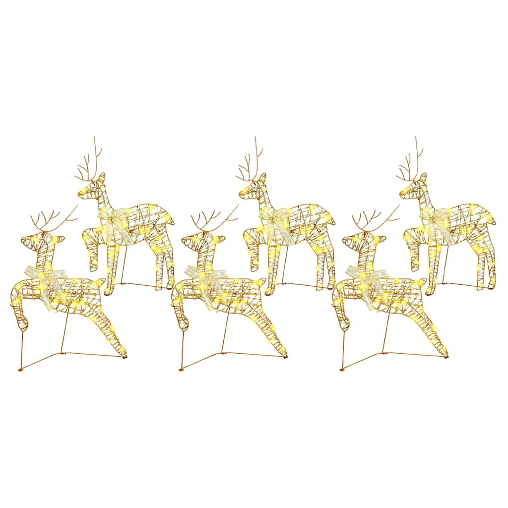 LED Rensdyr med 180 LED'er 6 pcs Guld PET