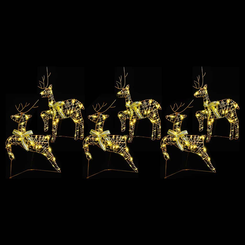 LED Rensdyr med 180 LED'er 6 pcs Guld PET