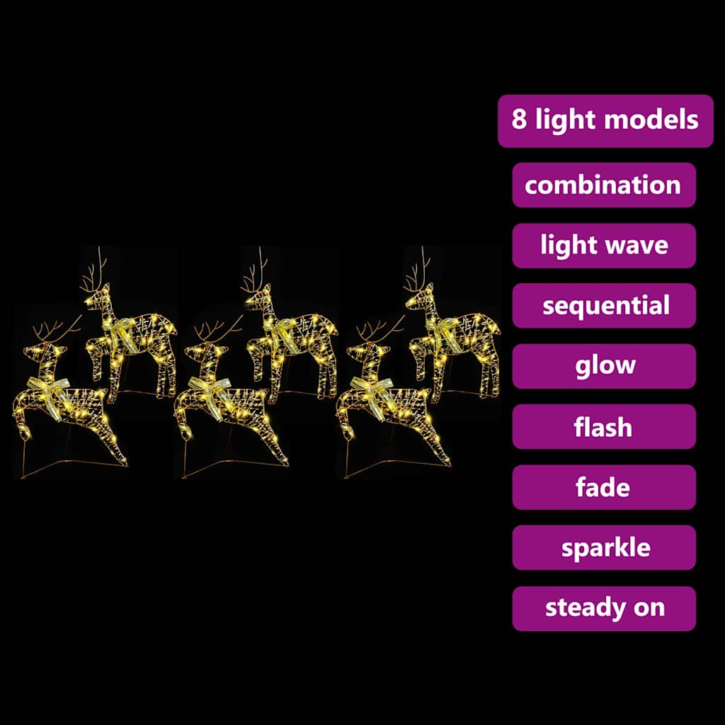 LED Rensdyr med 180 LED'er 6 pcs Guld PET