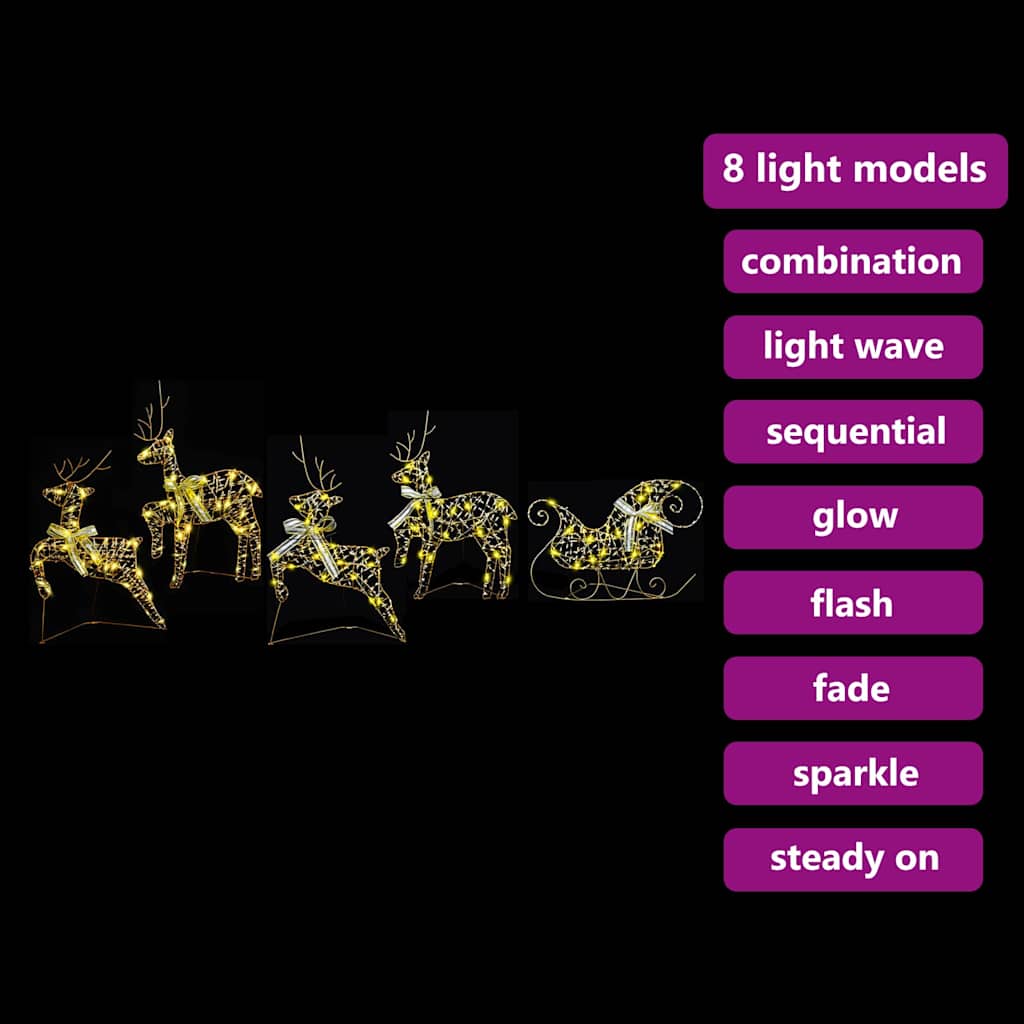 LED Rensdyr med 40 LED'er 5 pcs Guld PET
