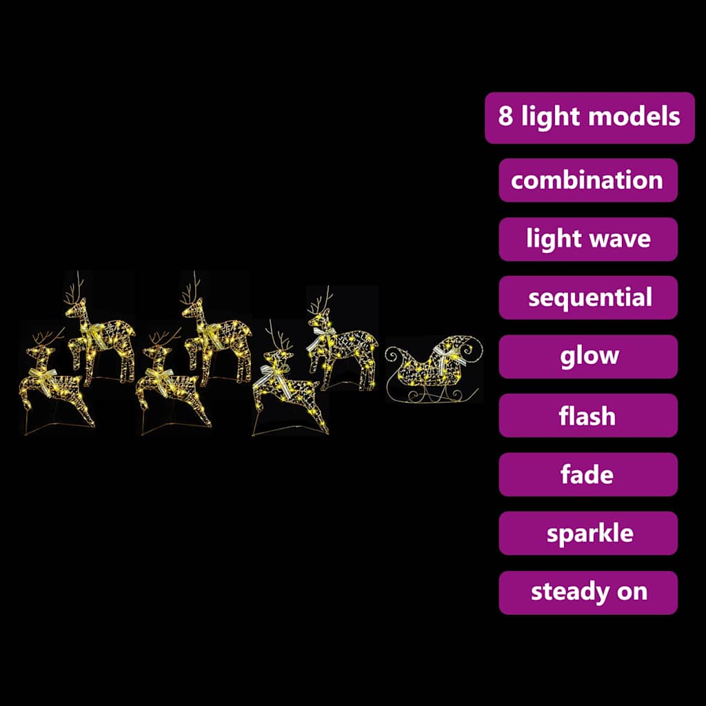 LED Rensdyr med 40 LED'er 7 pcs Guld PET