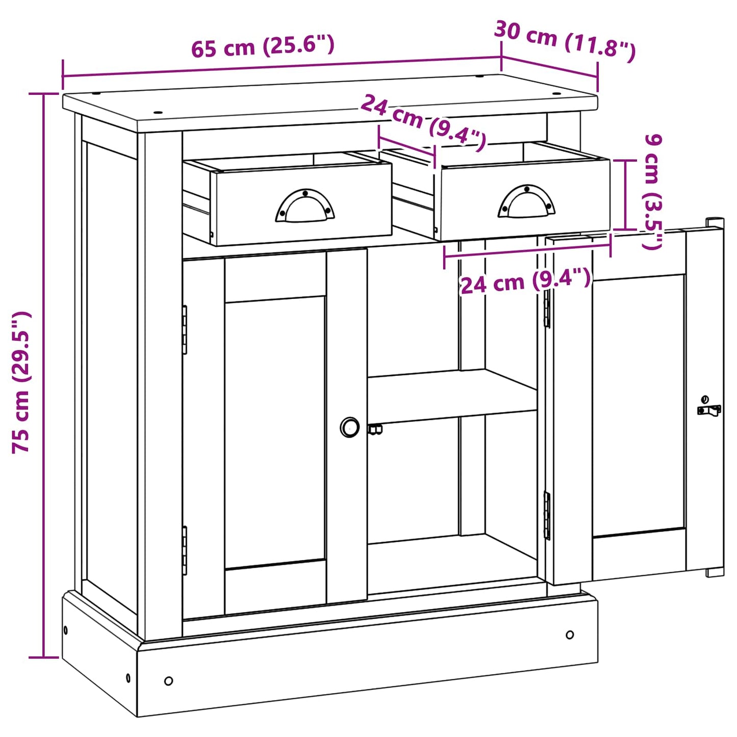 Opbevaringsskab Naturfarvet 65 x 30 x 75 cm Massiv Teaktræ