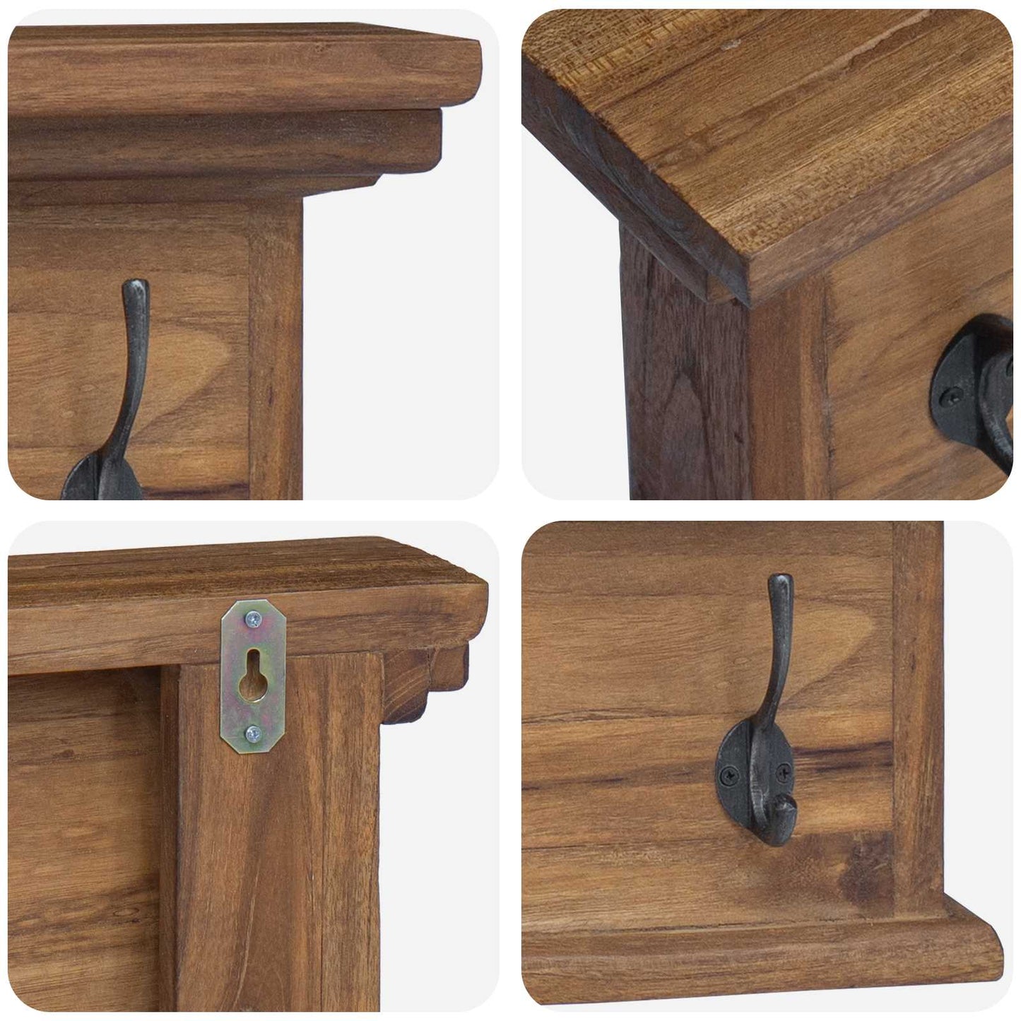 Vægmonteret Jakkeholder Vægmonteret Naturfarvet 70 x 10 x 20 cm