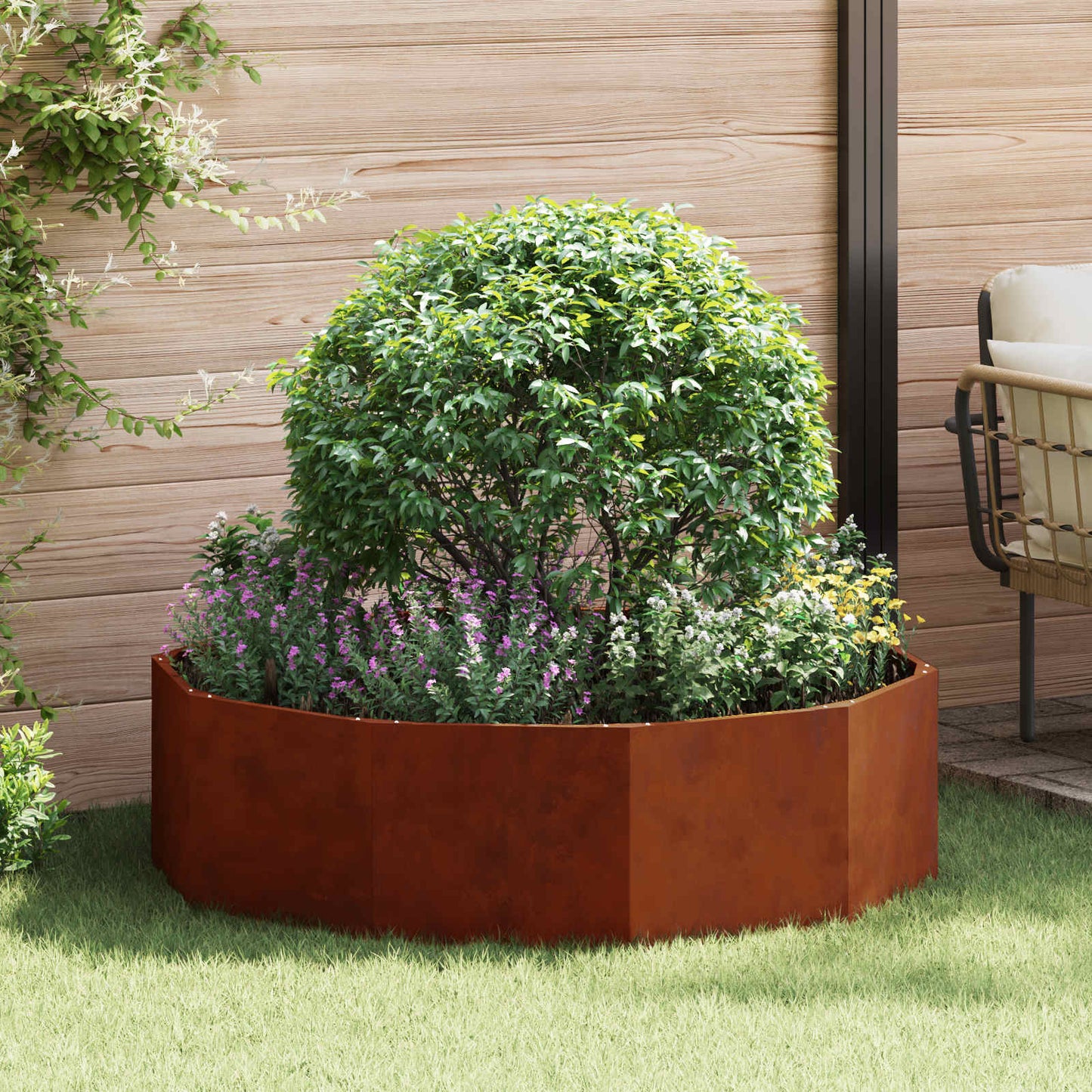 Plantekasse Rusten 120 x 120 x 35 cm Cortenstål