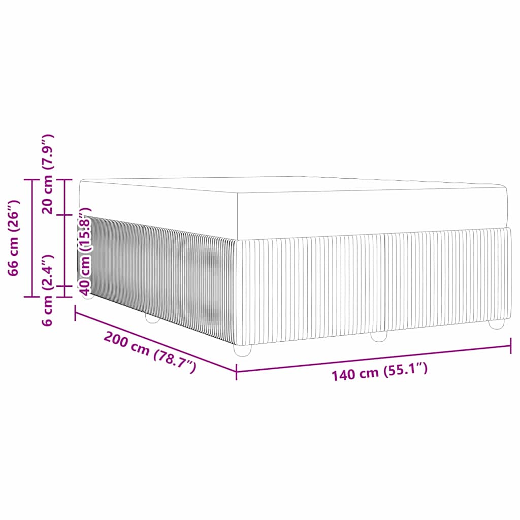 Sengestel Sort 140 x 200 cm Stof