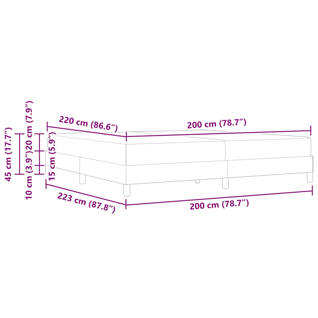Box spring seng med madras Sort 200 x 220 cm Stof