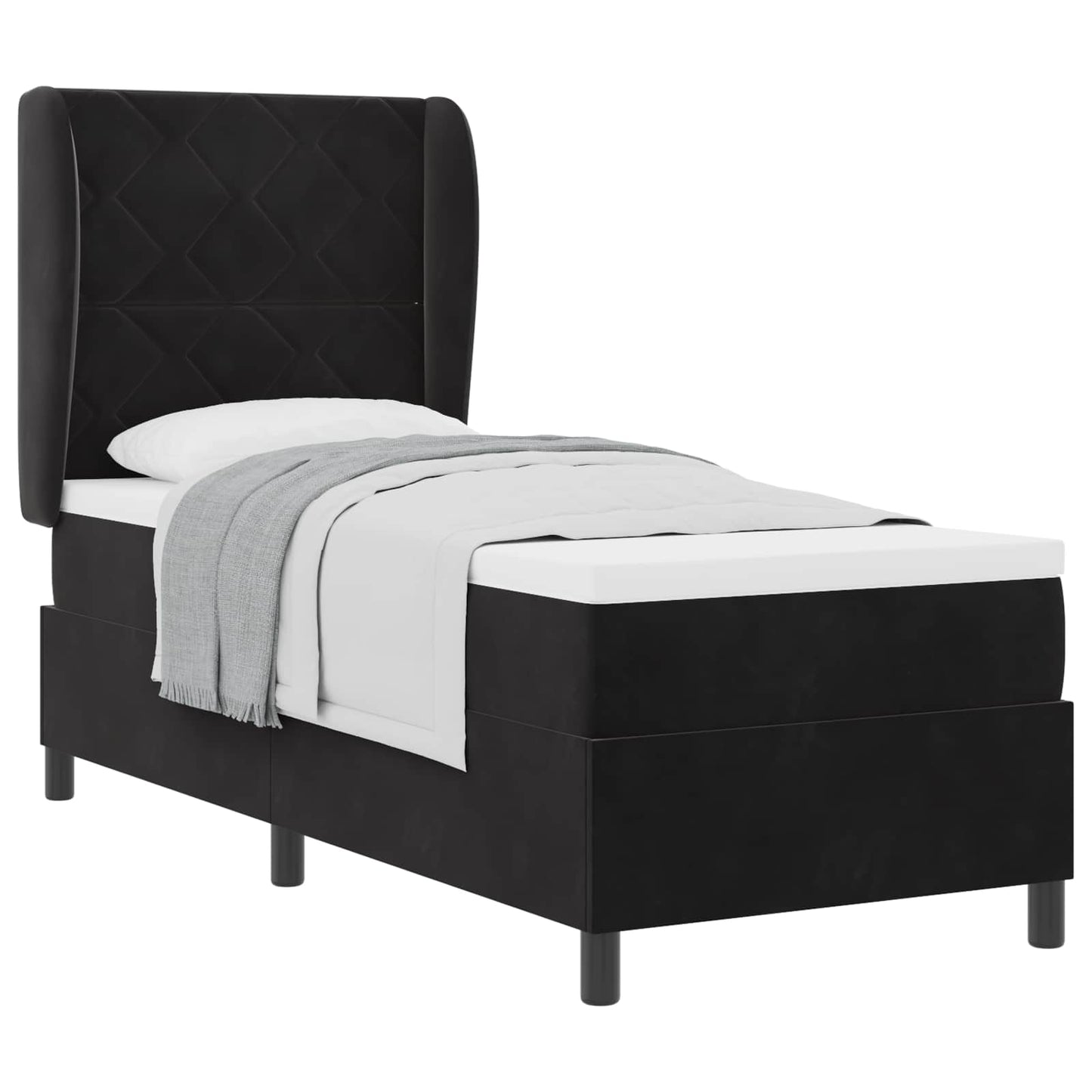 Box spring seng med hovedgærde Sort 200 x 80 cm Fløjl