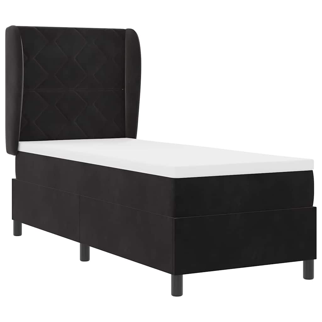 Box spring seng med hovedgærde Sort 200 x 80 cm Fløjl
