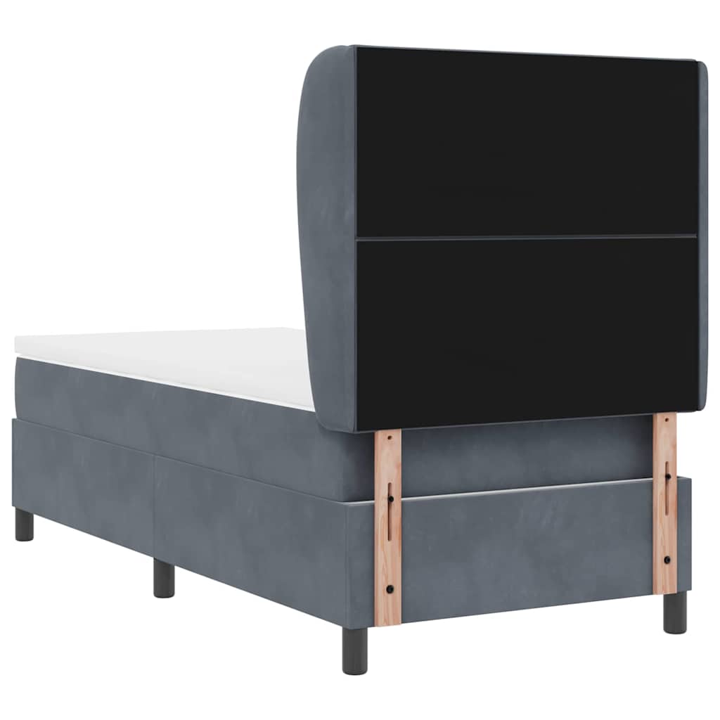 Box spring seng med pude Mørkegrå 190 x 90 cm Fløjl