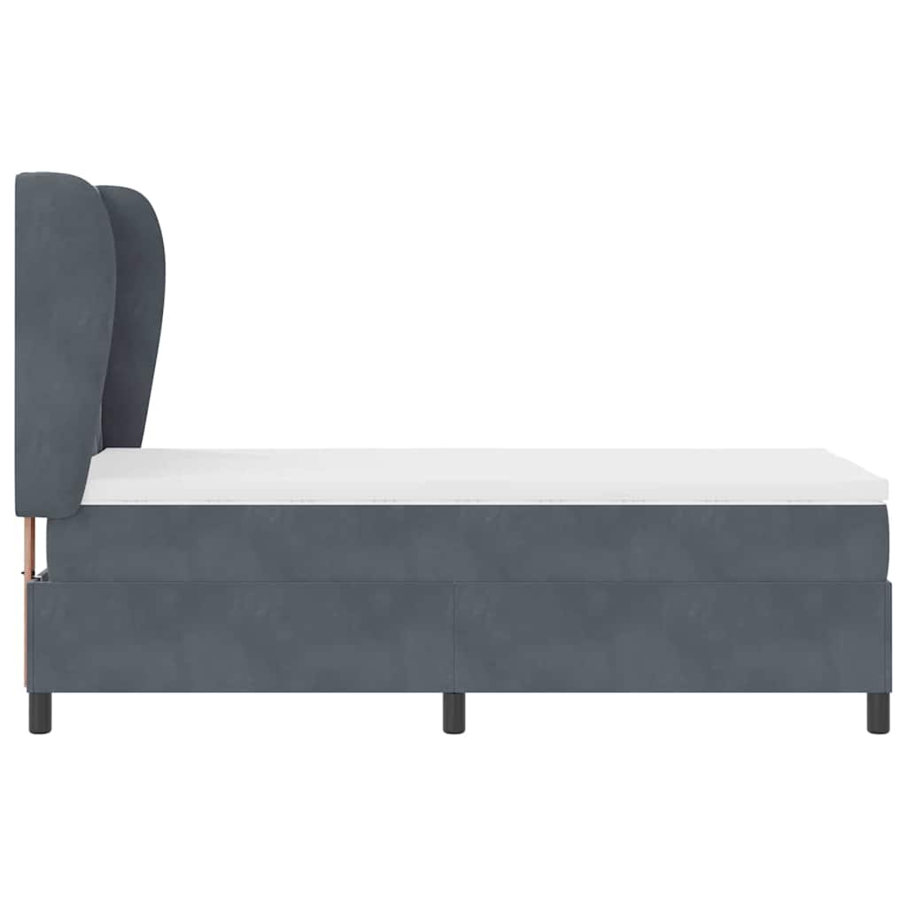 Box spring seng med pude Mørkegrå 190 x 90 cm Fløjl