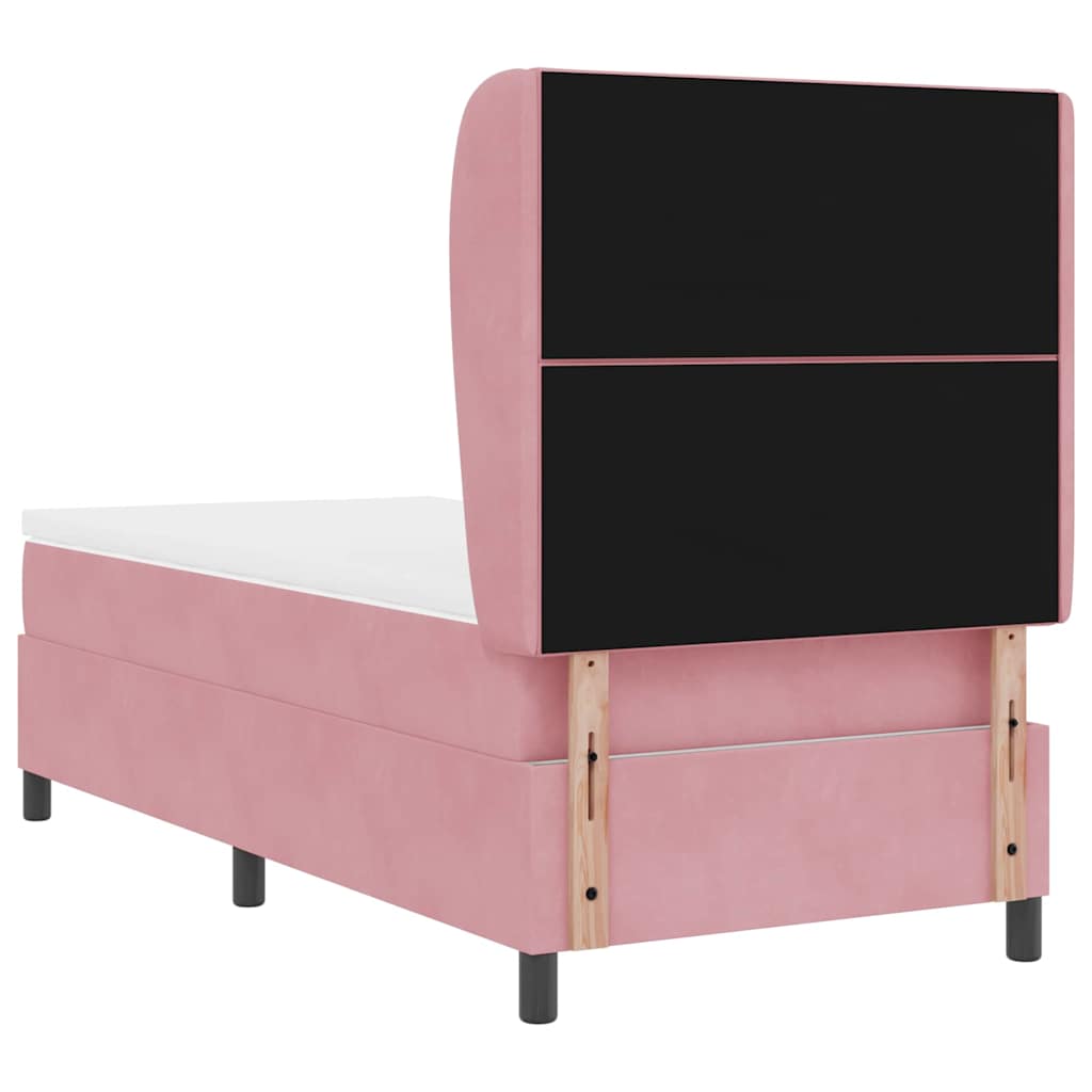 Box spring seng med hovedgærde Lyserød 190 x 90 cm Fløjl