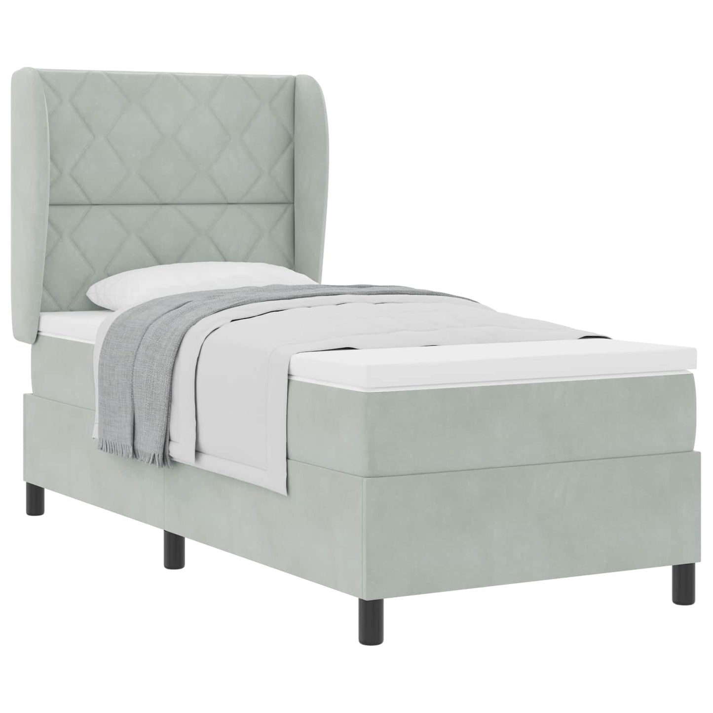 Box spring seng med hovedgærde Lysegrå 200 x 100 cm Fløjl