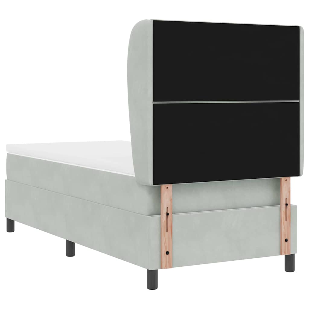 Box spring seng med hovedgærde Lysegrå 200 x 100 cm Fløjl