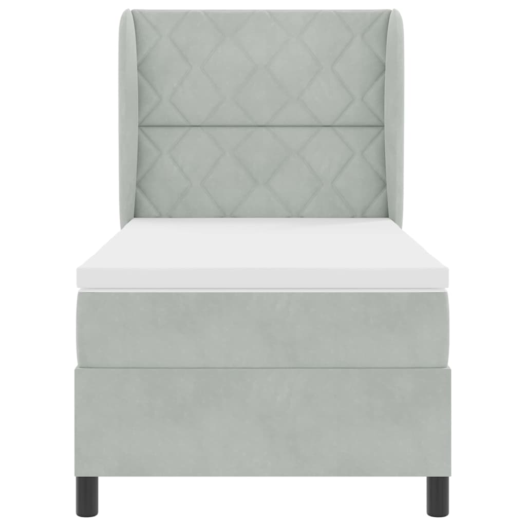 Box spring seng med hovedgærde Lysegrå 200 x 100 cm Fløjl