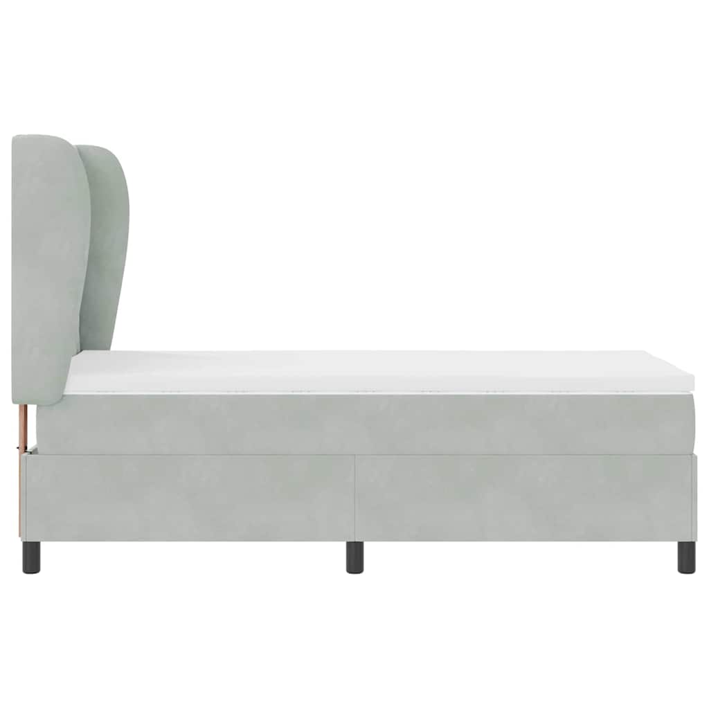 Box spring seng med hovedgærde Lysegrå 200 x 100 cm Fløjl