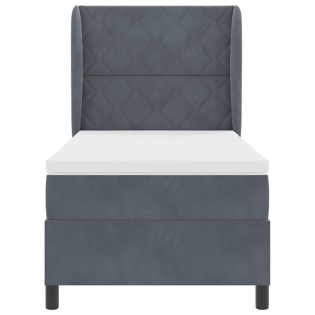 Box spring seng med hovedgærde Mørkegrå 200 x 100 cm Fløjl