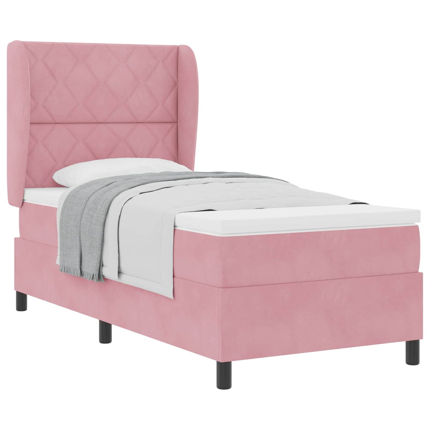 Box spring seng med hovedgærde Lyserød 200 x 100 cm Fløjl