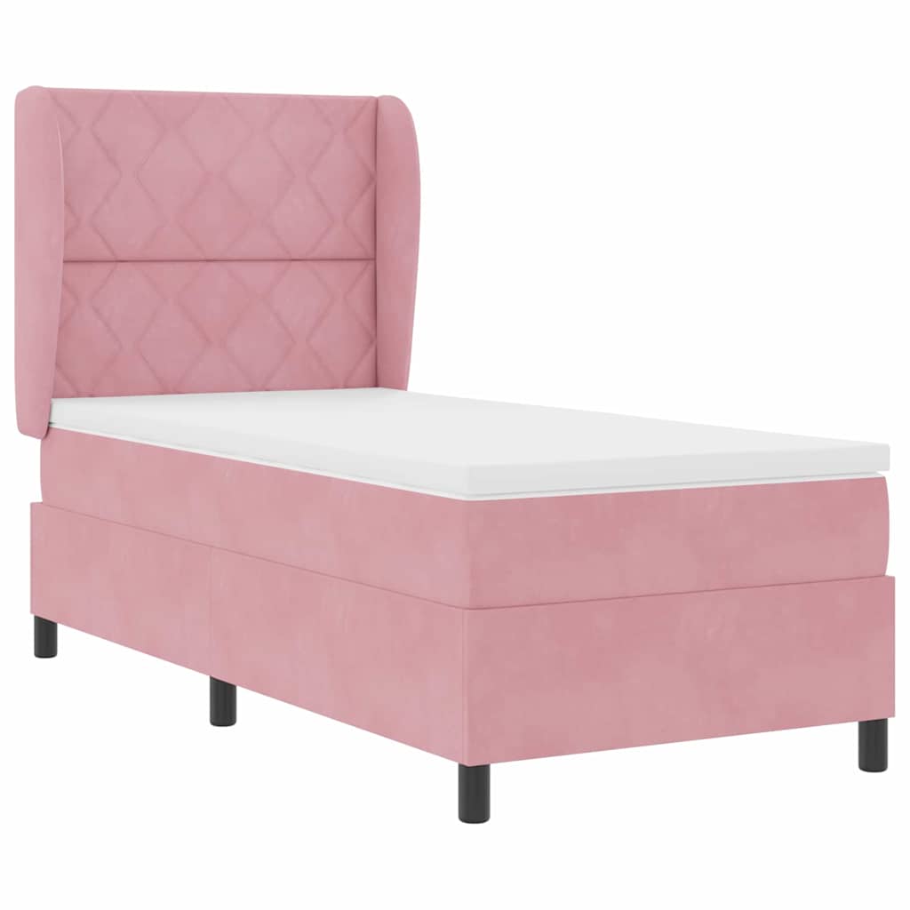 Box spring seng med hovedgærde Lyserød 200 x 100 cm Fløjl