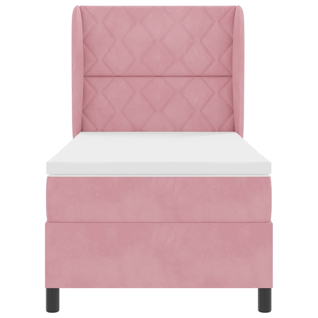 Box spring seng med hovedgærde Lyserød 200 x 100 cm Fløjl