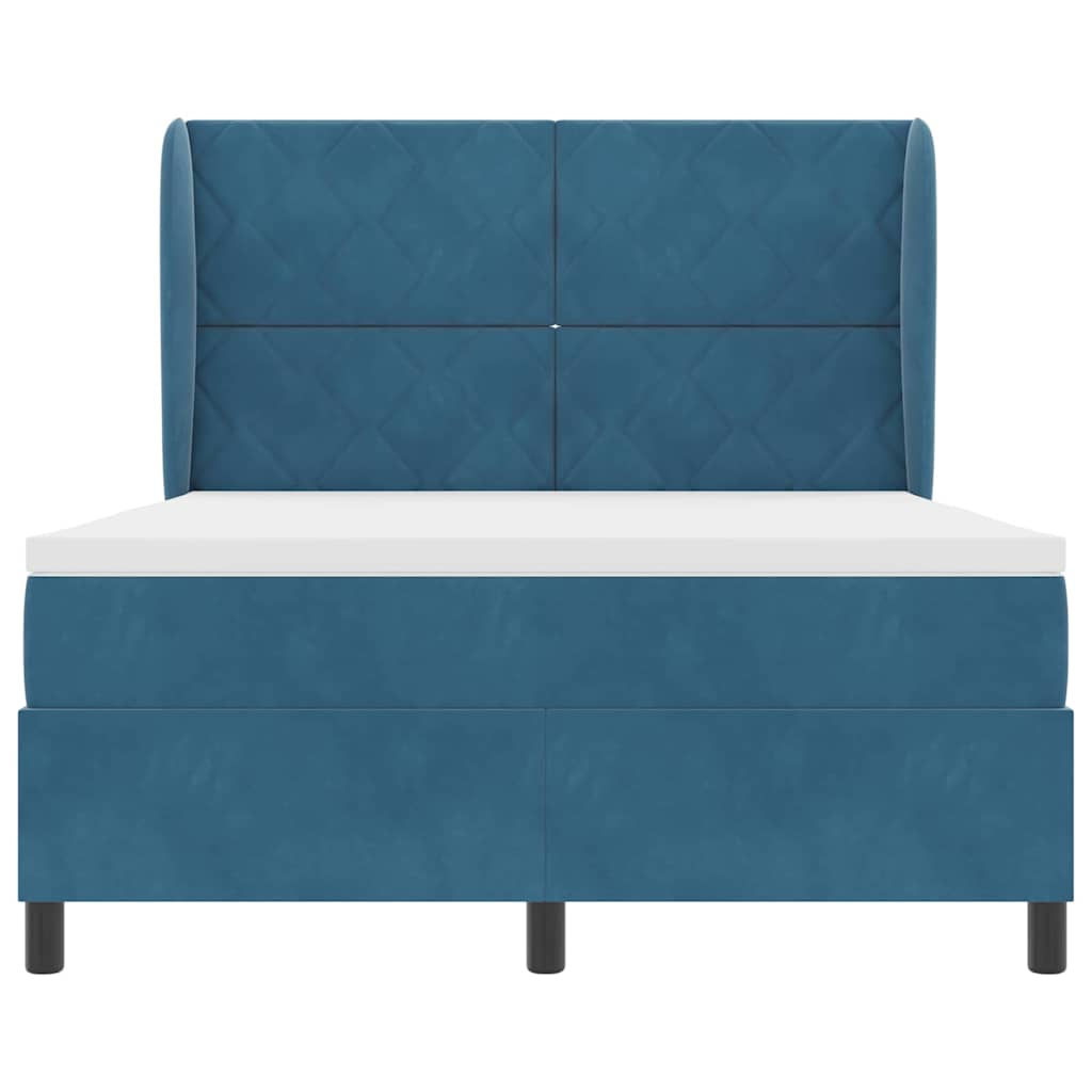 Box spring seng med hovedgærde Mørk blå 190 x 140 cm Fløjl