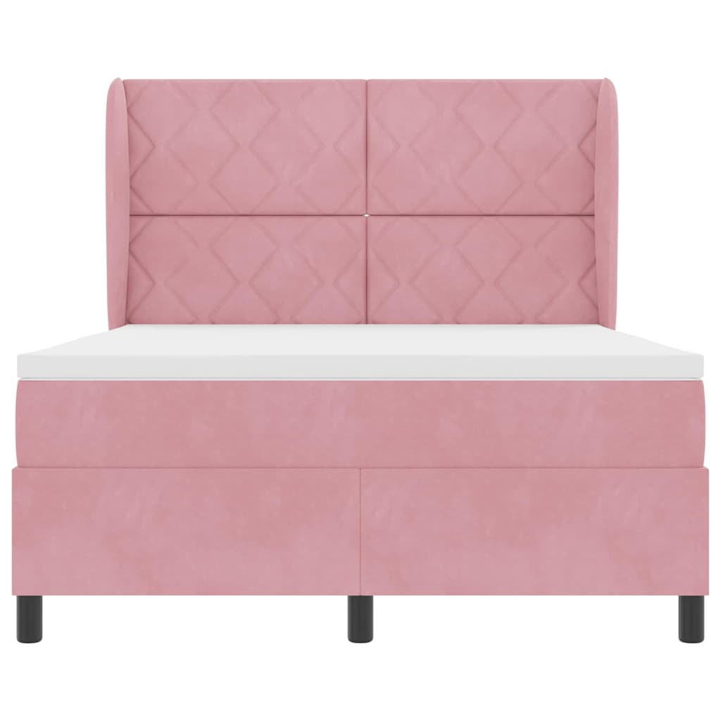 Box spring seng med hovedgærde Lyserød 190 x 140 cm Fløjl